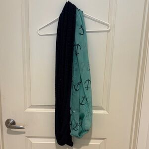 Set of two - One Nautical Anchor Print Scarf & One Dark Blue Scarf